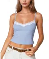 Edikted Lucie Lace Trim Camisole In Light-blue