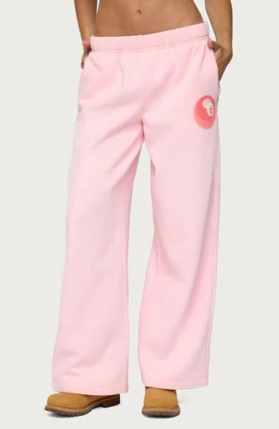 Edikted Lucky 8 Wide Leg Sweatpants In Pink
