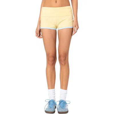 Edikted Lucky Foldover Shorts In Yellow
