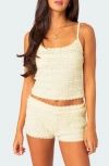 Edikted Lucy Ruffled Lace Crop Camisole In Yellow
