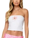 Edikted Luli Beaded Flower Tube Top In White