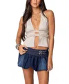 Edikted Luma Split Front Open Back Halter Top In Light Gray
