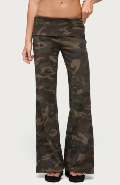 Edikted Lumielle Wide Leg Foldover Pants In Multi