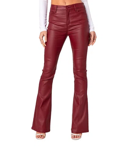 Edikted Luna Flare Jeans In Burgundy