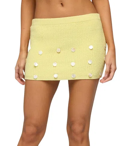 Edikted Lylah Charm Knit Mini Skirt In Yellow