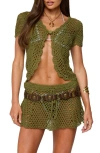 Edikted Mabelle Crochet Split Front Top
