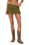 Edikted Mabelle Crochet Miniskirt In Green