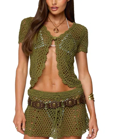 Edikted Mabelle Crochet Split Front Top