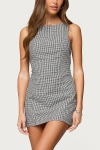 Edikted Macee Gingham Sleeveless Romper In Gray