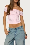 Edikted Mack Studded Off The Shoulder Top In Multi