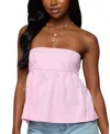 Edikted Maddie Strapless Striped Babydoll Top In Pink