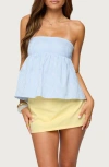 Edikted Maddie Stripe Strapless Babydoll Camisole In Blue