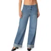 Edikted Madi Cuffed Wide Leg Jeans In Blue