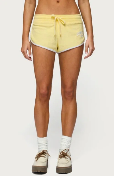 Edikted Madilyn Terry Cloth Shorts In Yellow