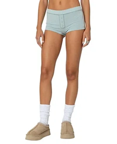 Edikted Maelle Pointelle Micro Shorts In Sage