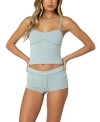 Edikted Maelle Pointelle Tank Top In Sage