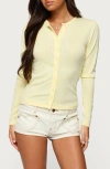 Edikted Maeva Pointelle Button-up Top In Yellow