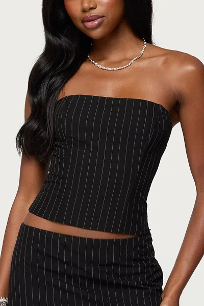 Edikted Maeve Pinstripe Strapless Corset In Black, Women's At Urban Outfitters