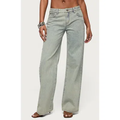 Edikted Magda Acid Wash Wide Leg Jeans In Blue