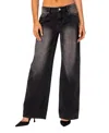 Edikted Magda Low Rise Wide Leg Jeans In Black Washed