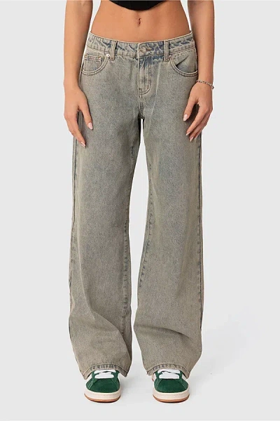 Edikted Magda Low Rise Acid Wash Jeans In Blue, Women's At Urban Outfitters