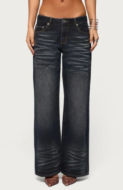 Edikted Magda Low Rise Baggy Wide Leg Jeans In Black