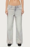 Edikted Magda Low Rise Wide Leg Jeans In Gray