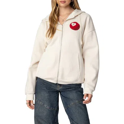Edikted Magic 3 Oversize Graphic Zip Hoodie In Cream