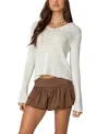 Edikted Mai Hooded Relaxed Lightweight Sweater In Cream