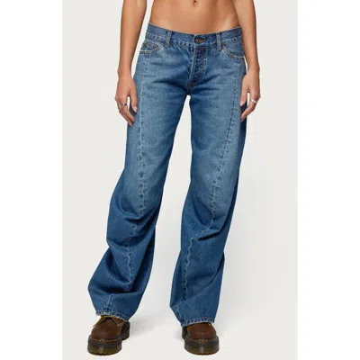 Edikted Maiah Low Rise Barrel Jeans In Blue