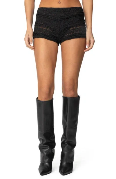 Edikted Maisley Sheer Lace Shorts In Black