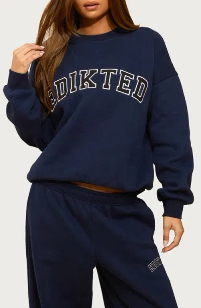 Edikted Major Logo Embroidered Sweatshirt In Blue