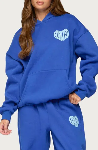 Edikted Major Love Graphic Hoodie In Blue