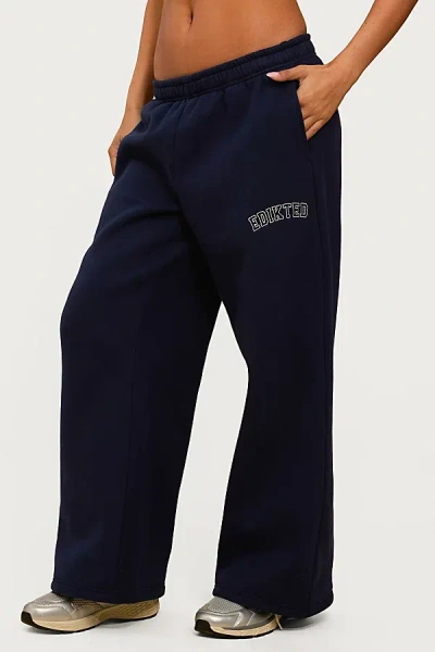 Edikted Major Logo Wide Leg Sweatpants In Blue