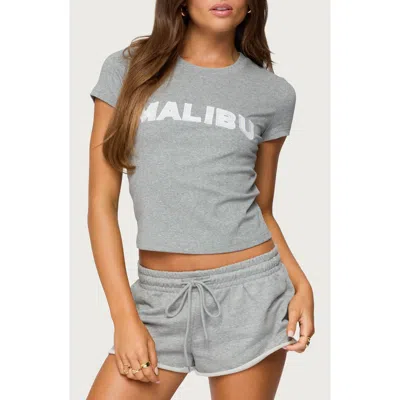 Edikted Malibu Embroidered Eyelet T-shirt In Gray