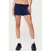 Edikted Malibu Raw Hem Low Rise French Terry Shorts In Blue