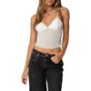 Edikted Malika Semisheer Crop Lace Trim Camisole In White