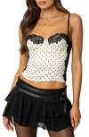 EDIKTED EDIKTED MALLIE POLKA DOT LACE TRIM CORSET TOP
