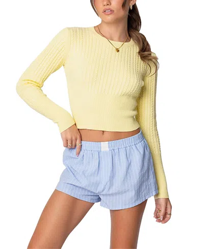 Edikted Mallory Cable Knit Sweater In Yellow