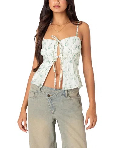 EDIKTED MALMO PRINTED TIE FRONT TOP