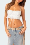 EDIKTED MANDY EYELET CROP COTTON CAMISOLE