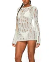 Edikted Manuela Open Stitch Long Sleeve Minidress