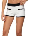 Edikted Mara Textured Contrast Trim Knit Shorts In White