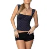 Edikted Marcella Polka Dot Mesh Corset Tank In Black-and-white