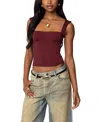 Edikted Marcella Wide Strap Mesh Corset In Burgundy