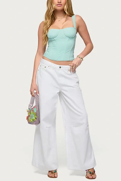 Edikted Marcella Wide Strap Mesh Corset In Aqua, Women's At Urban Outfitters In Blue