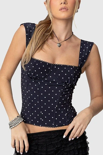 Edikted Marcella Wide Strap Mesh Corset In Black/and/white, Women's At Urban Outfitters
