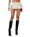 Edikted Margaret Pleated Ribbon Mini Skort In Beige