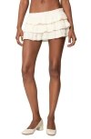 Edikted Margaux Tiered Ruffle Miniskort In Cream