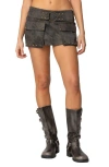 Edikted Marge Studded Faux Leather Miniskirt In Dark-brown
